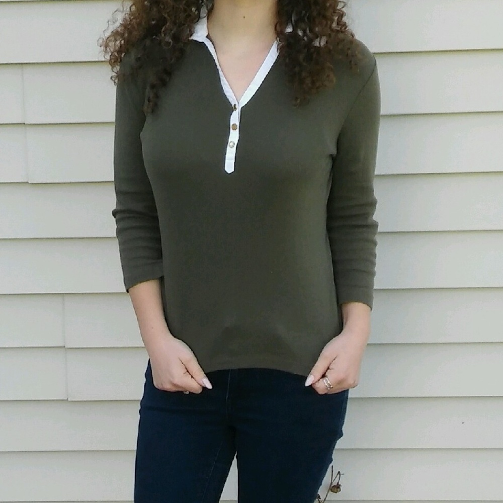 Ralph Lauren Green Shirt white collar For Women
